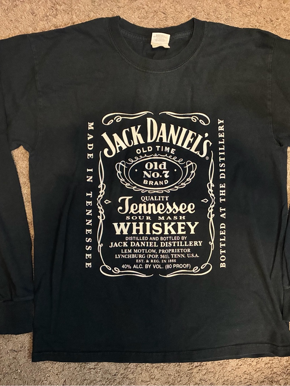 Gildan Black Long Sleeve Jack Daniel's Tennessee Whiskey Graphic Tee